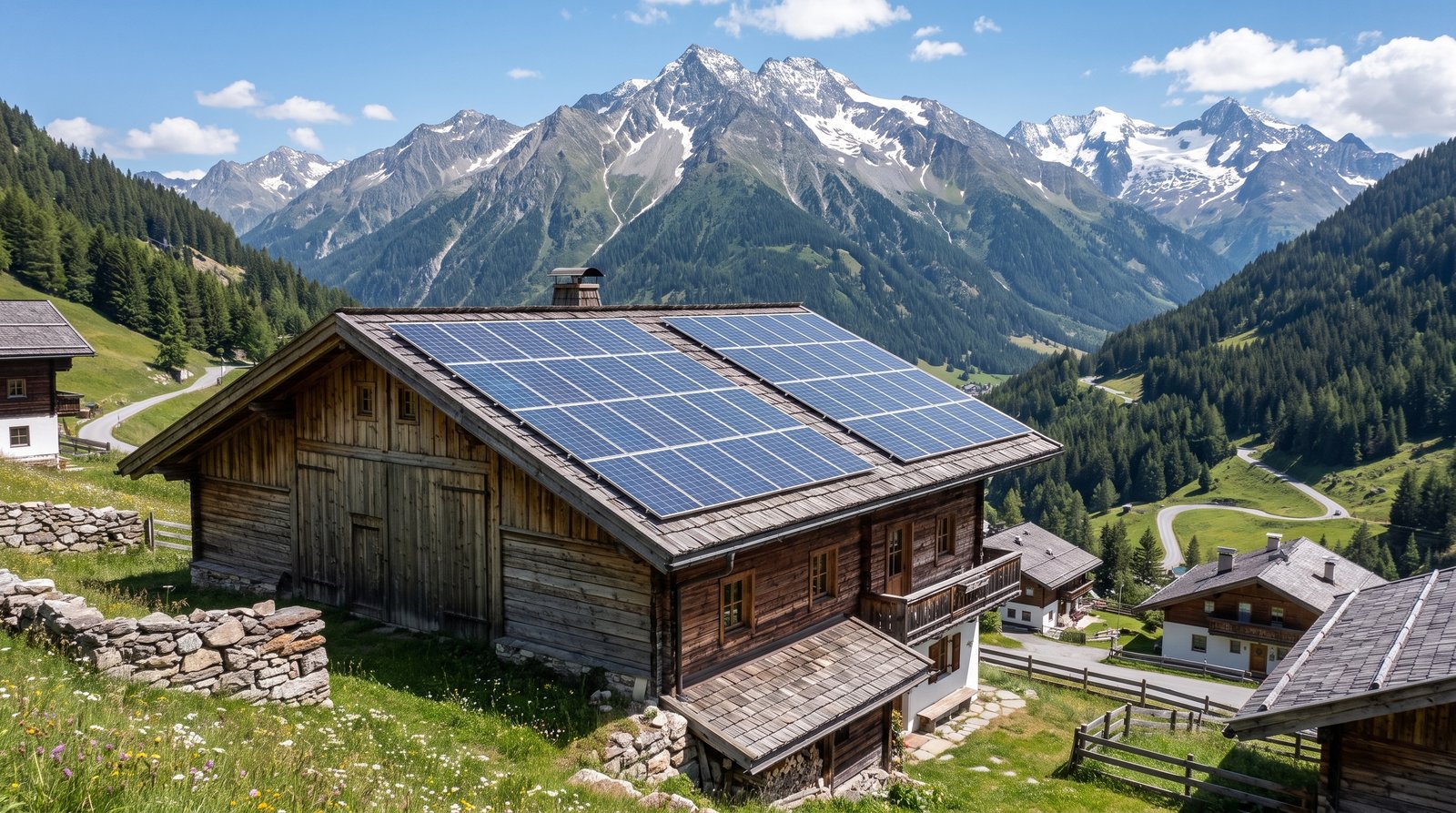 Mountain barn with a full roof array
